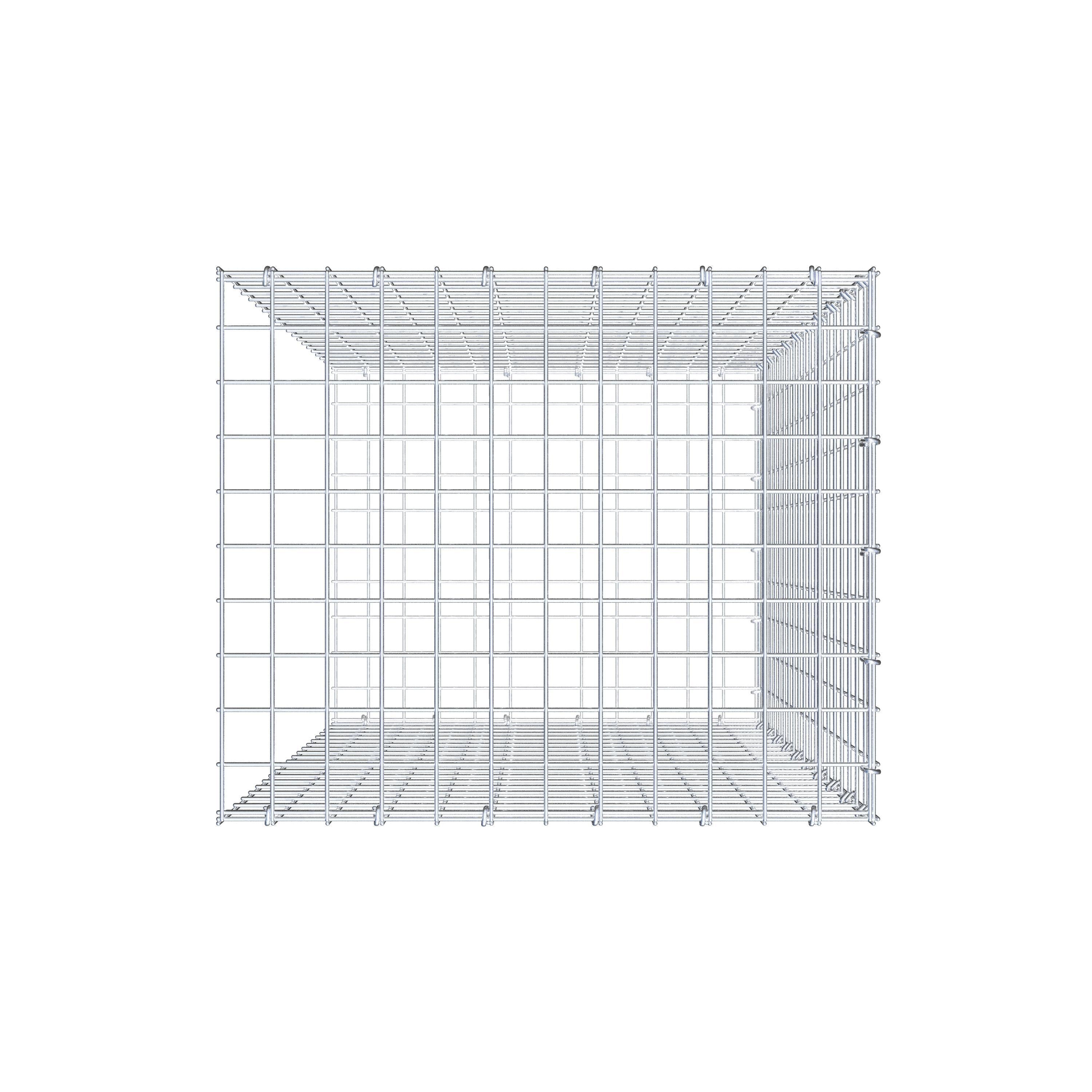 Monteret gabion type 2 100 cm x 60 cm x 50 cm (L x H x D), maskestørrelse 5 cm x 5 cm, C-ring