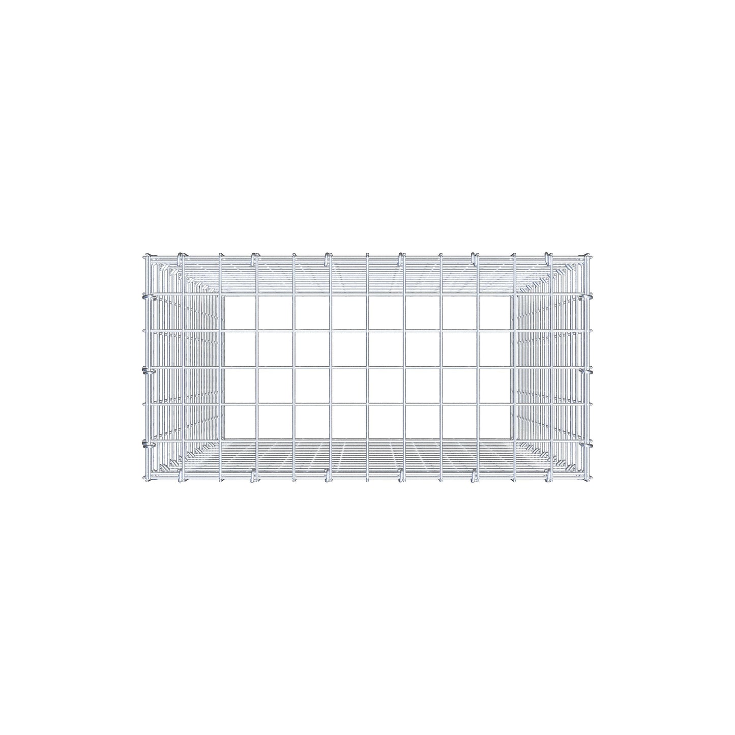 Typ 3 påbyggnadsgabion 100 cm x 60 cm x 30 cm (L x H x D), maskstorlek 5 cm x 5 cm, C-ring