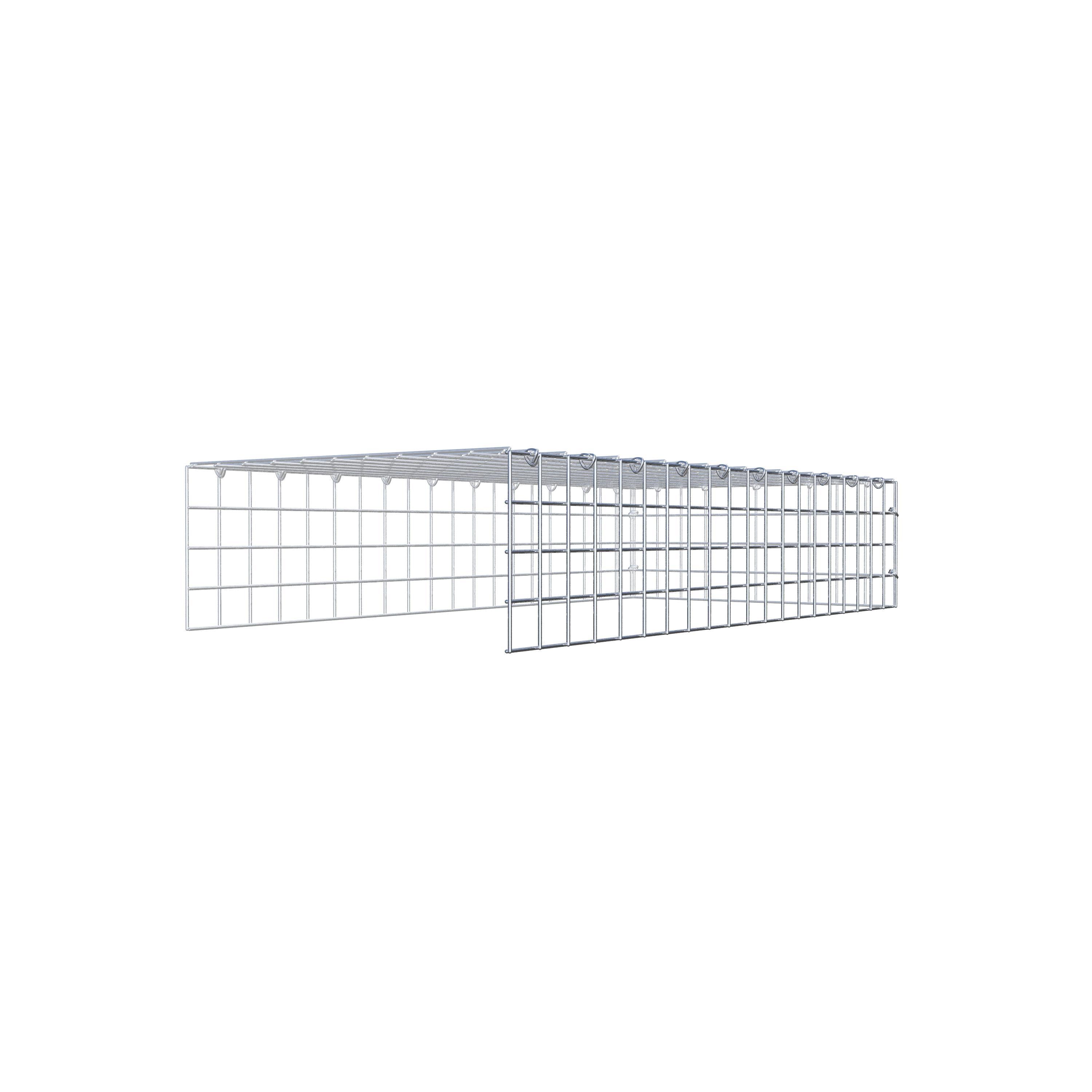 Monteret gabion type 4 100 cm x 20 cm x 50 cm (L x H x D), maskestørrelse 5 cm x 5 cm, C-ring