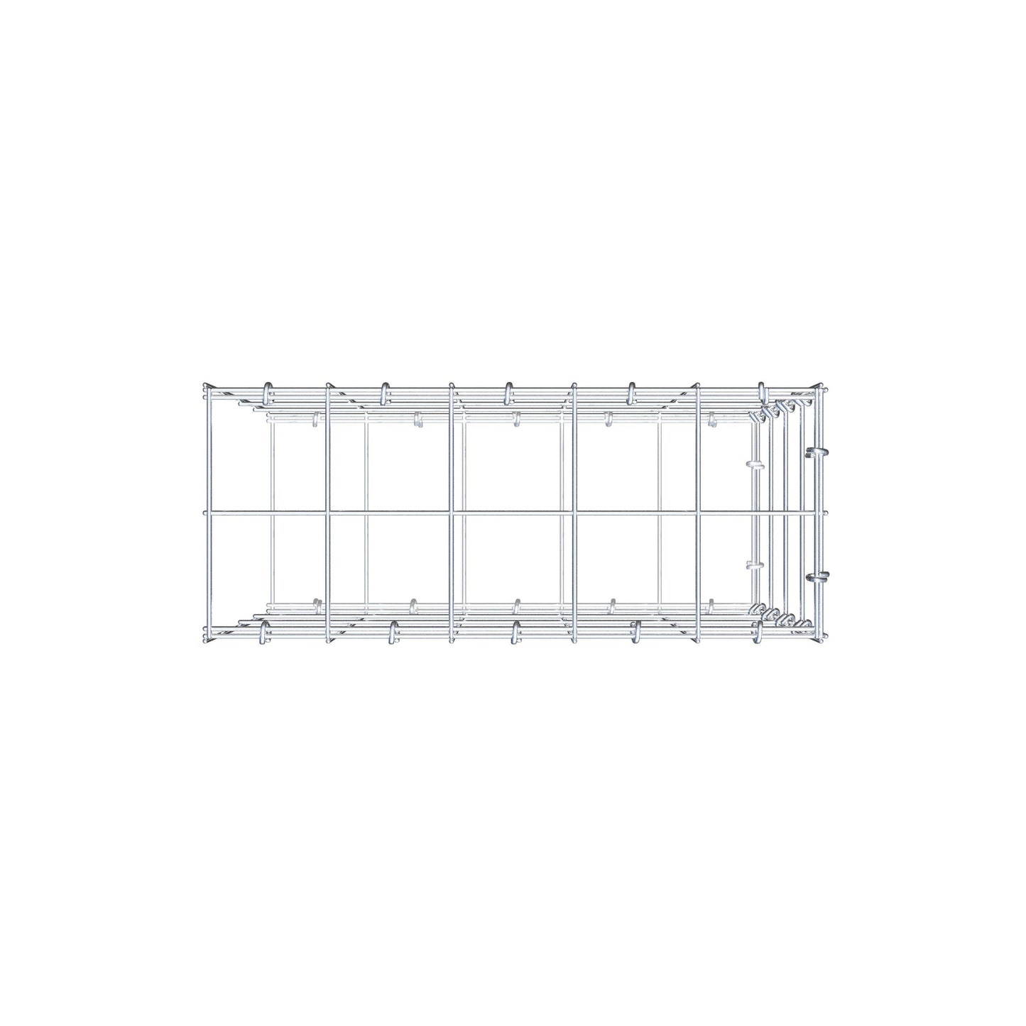 Type 2 oplegkorf 50 cm x 40 cm x 20 cm (L x H x D), maaswijdte 10 cm x 10 cm, C-ring