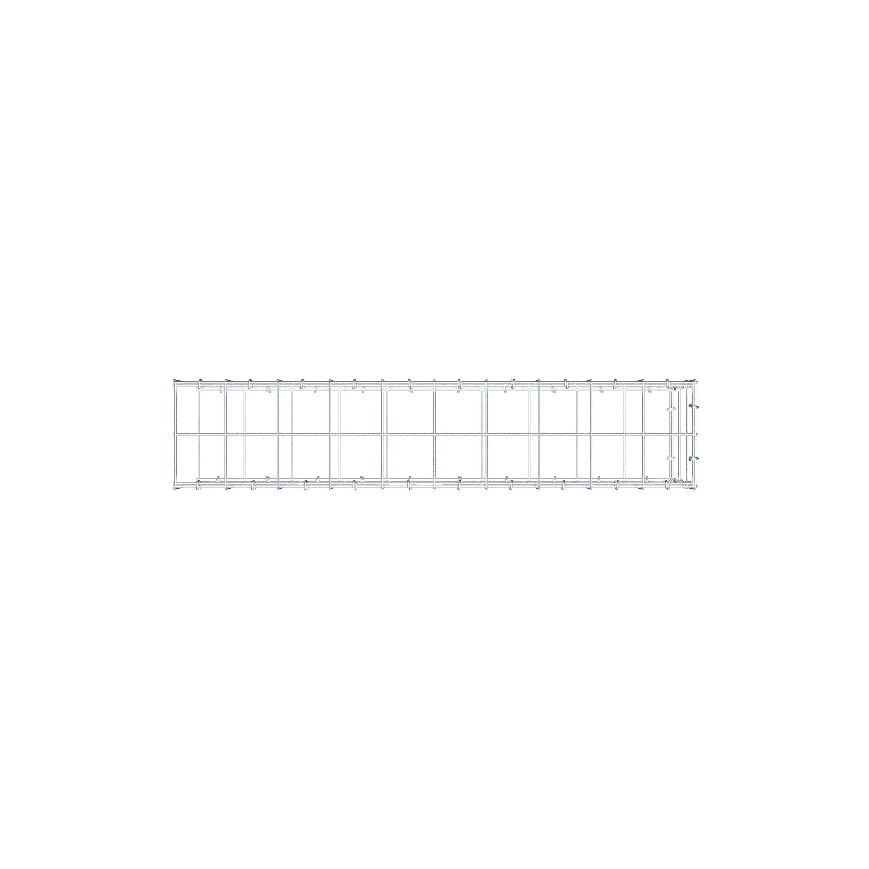 Monteret gabion type 2 100 cm x 30 cm x 20 cm (L x H x D), maskestørrelse 10 cm x 10 cm, C-ring