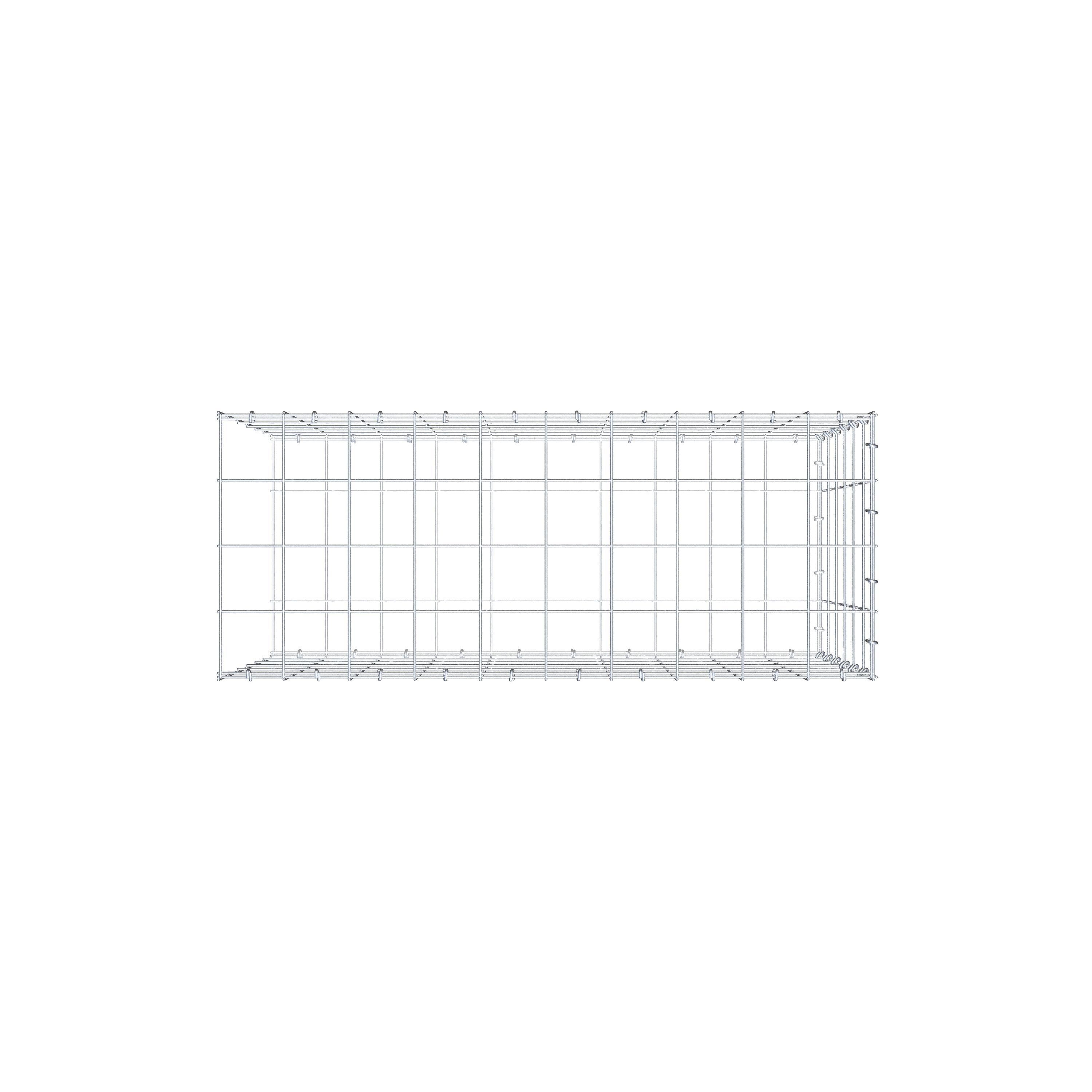 Monteret gabion type 2 100 cm x 60 cm x 40 cm (L x H x D), maskestørrelse 10 cm x 10 cm, C-ring