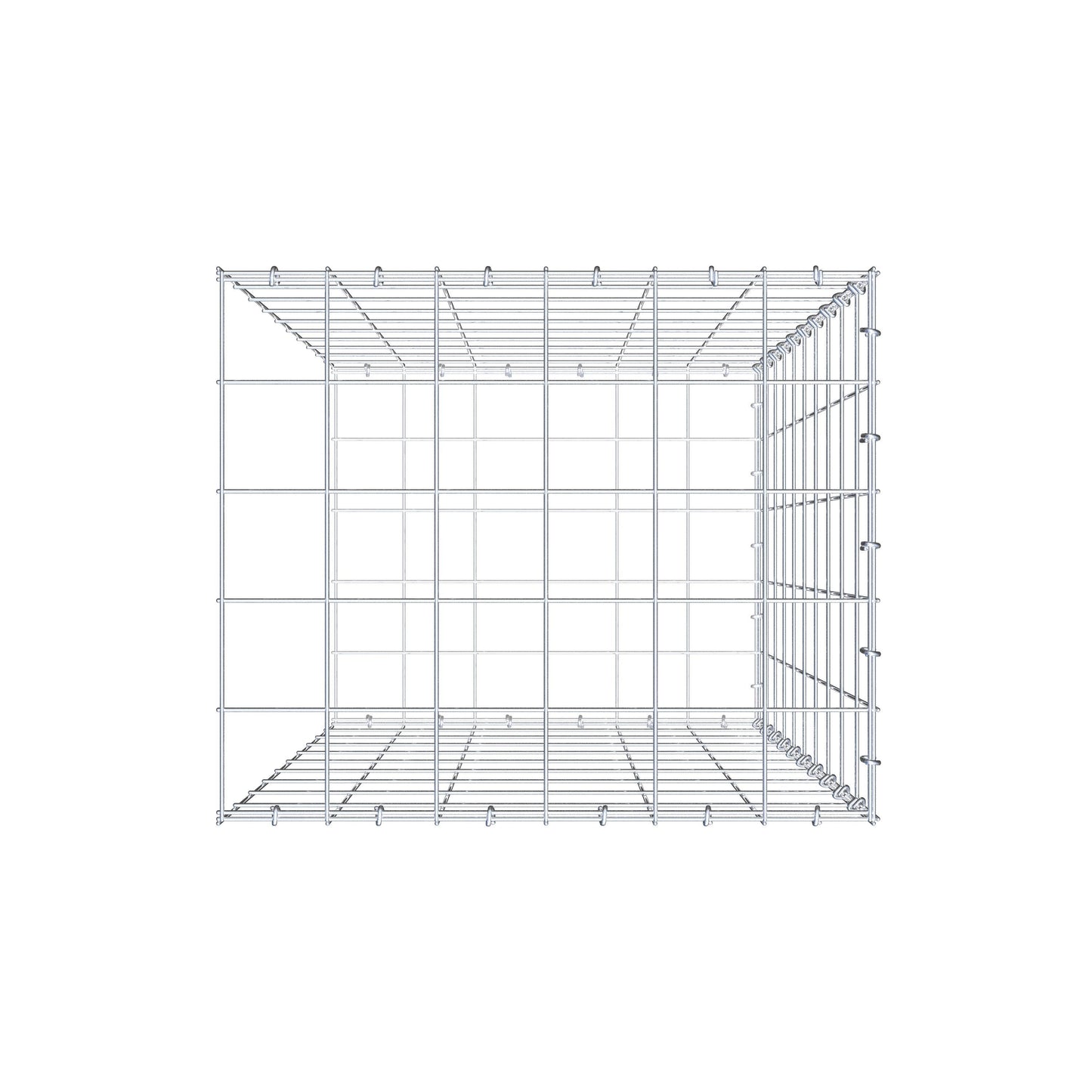 Typ 2 påbyggnadsgabion 100 cm x 60 cm x 50 cm (L x H x D), maskstorlek 10 cm x 10 cm, C-ring