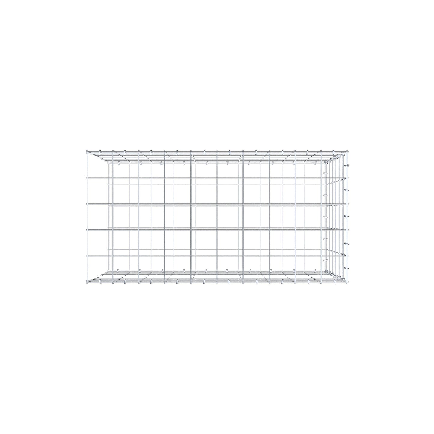 Typ 2 påbyggnadsgabion 100 cm x 60 cm x 50 cm (L x H x D), maskstorlek 10 cm x 10 cm, C-ring
