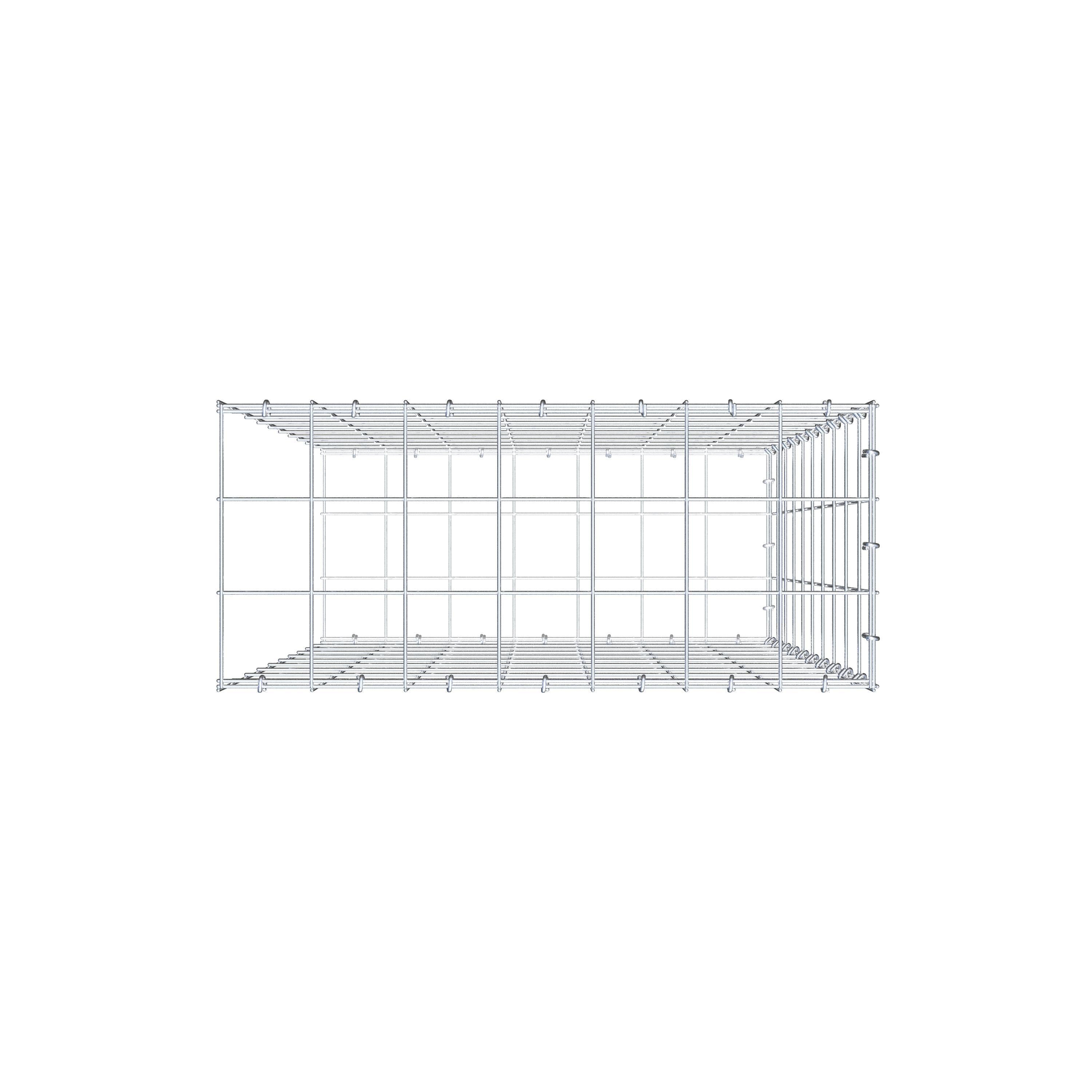 Monteret gabion type 2 100 cm x 70 cm x 30 cm (L x H x D), maskestørrelse 10 cm x 10 cm, C-ring