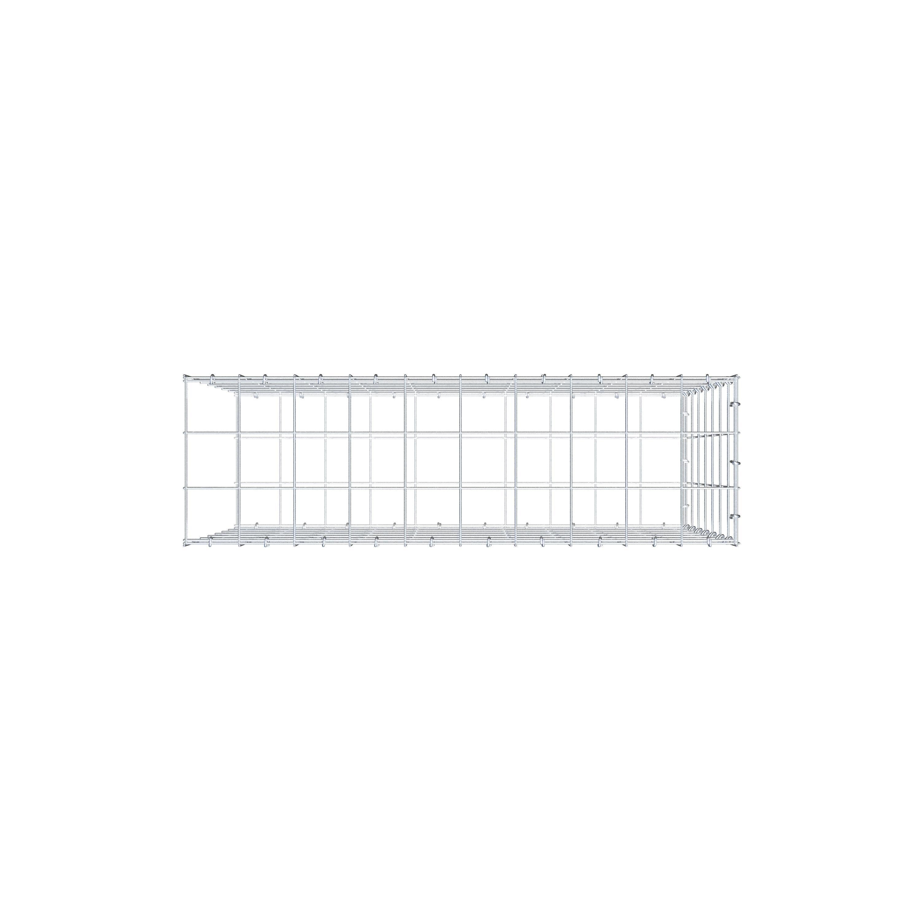 Mounted gabion type 2 100 cm x 70 cm x 30 cm (L x H x D), mesh size 10 cm x 10 cm, C-ring