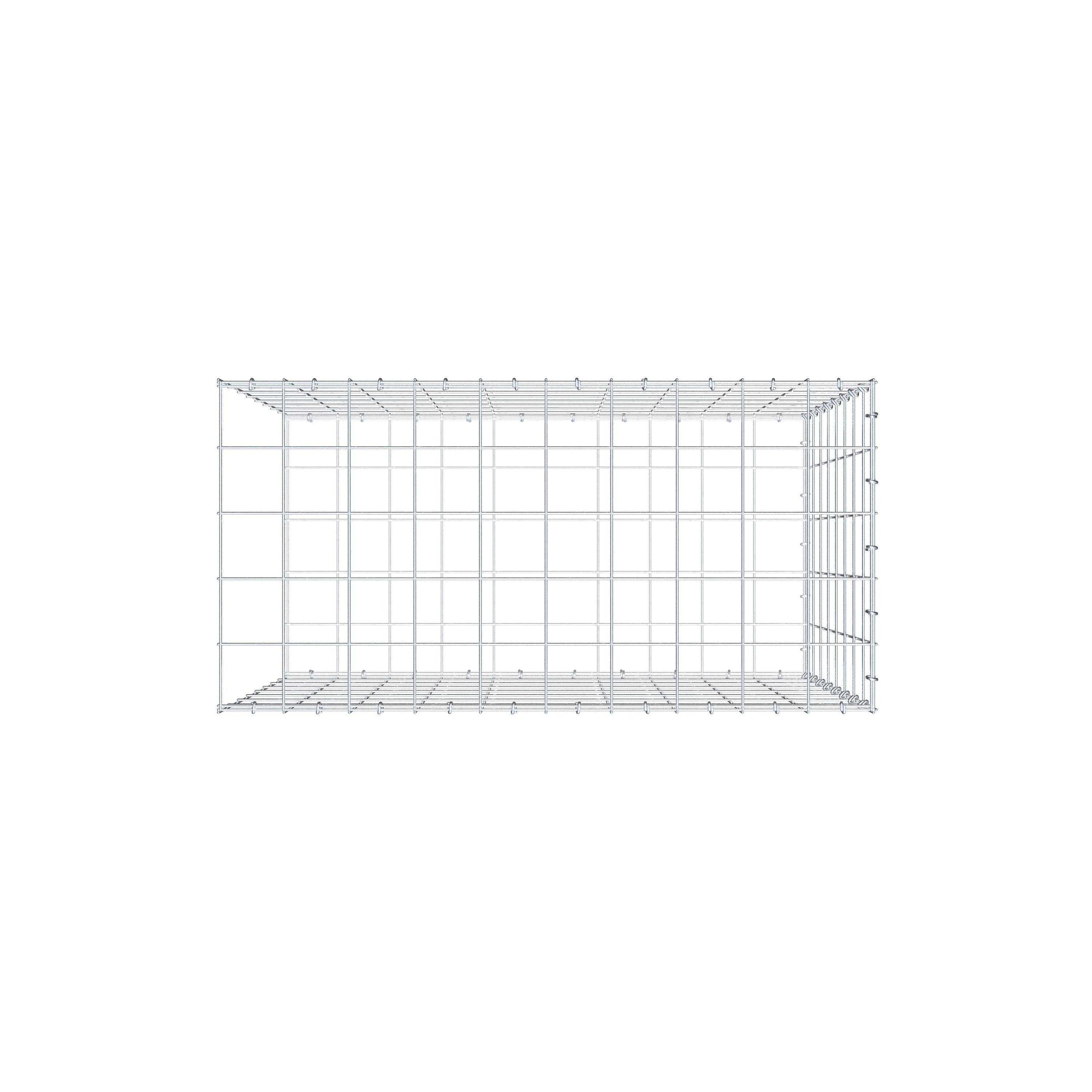 Monteret gabion type 2 100 cm x 80 cm x 50 cm (L x H x D), maskestørrelse 10 cm x 10 cm, C-ring