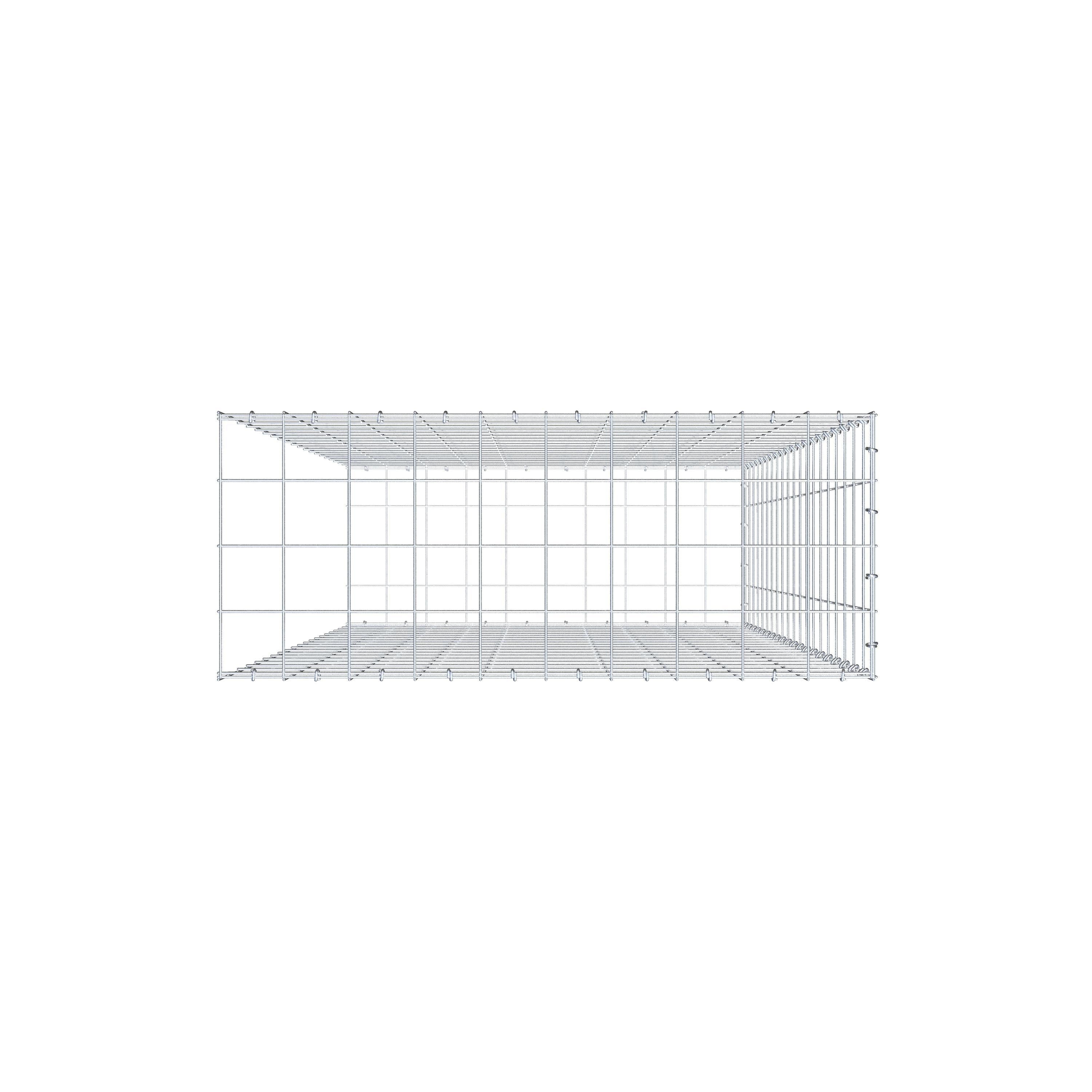 Monteret gabion type 2 200 cm x 100 cm x 40 cm (L x H x D), maskestørrelse 10 cm x 10 cm, C-ring