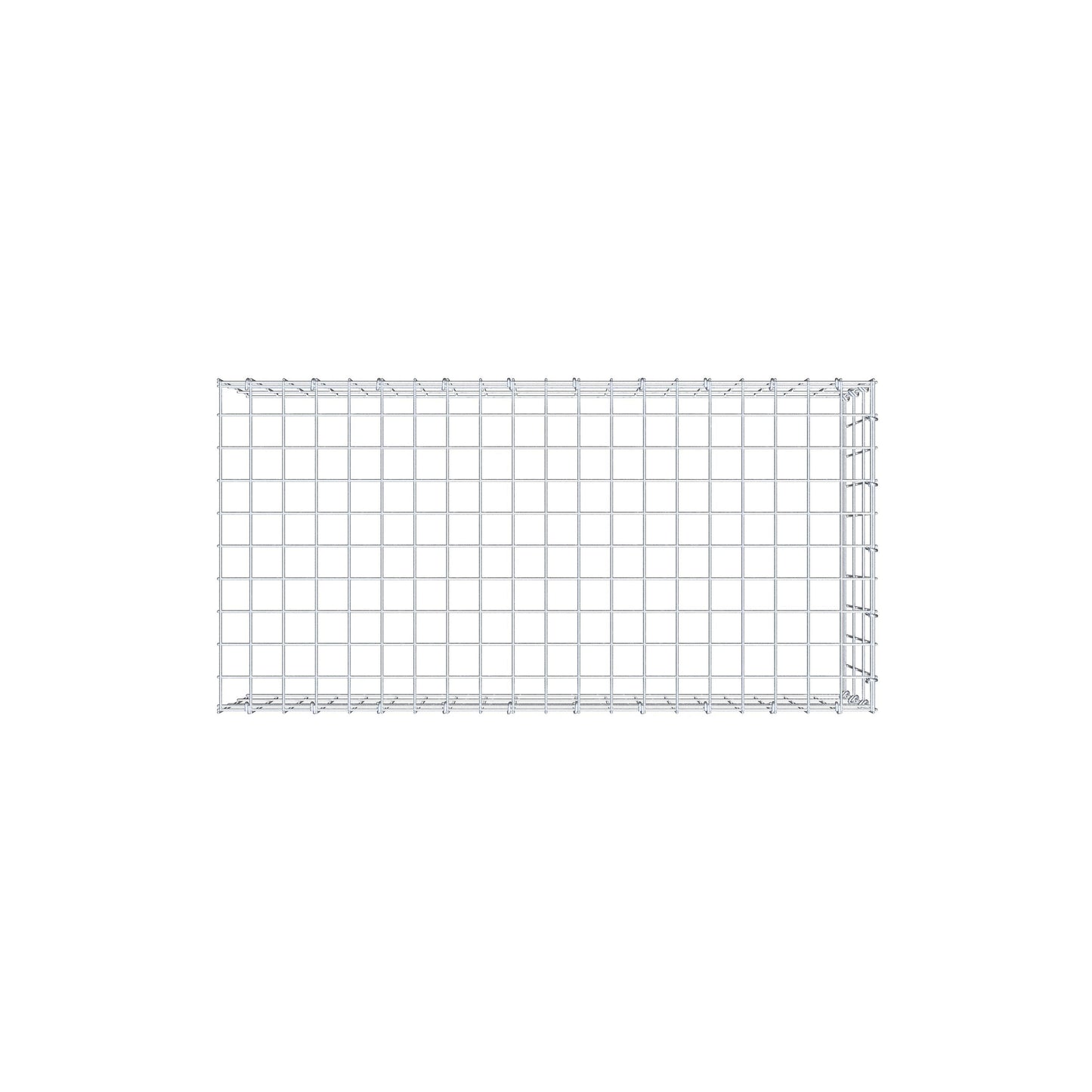 Monteret gabion type 4 100 cm x 30 cm x 50 cm (L x H x D), maskestørrelse 5 cm x 10 cm, C-ring