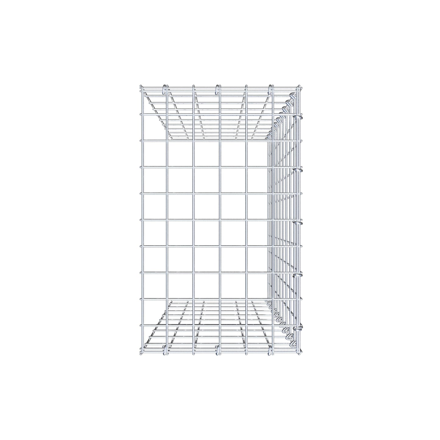 Monteret gabion type 4 100 cm x 30 cm x 50 cm (L x H x D), maskestørrelse 5 cm x 10 cm, C-ring