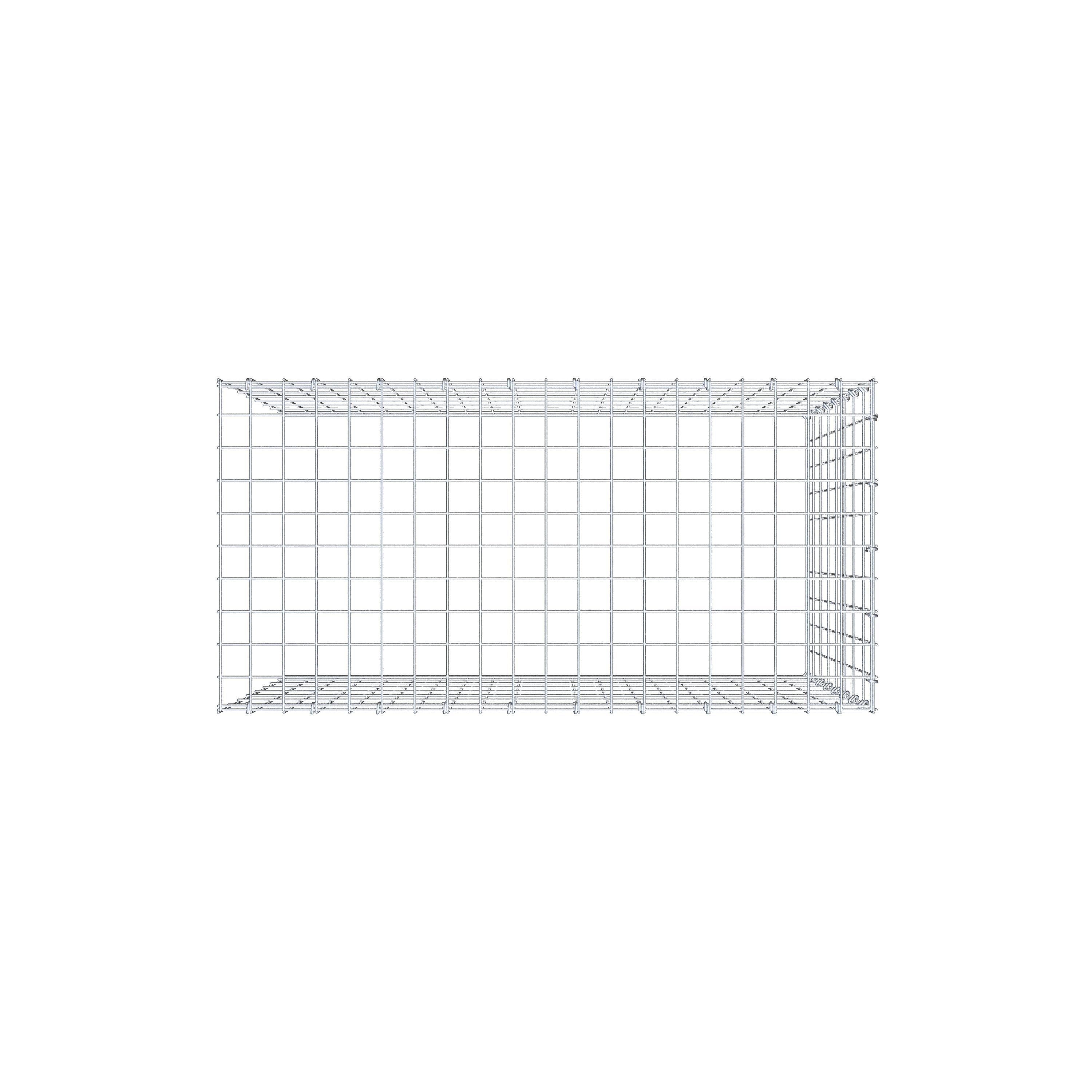 Monteret gabion type 4 100 cm x 80 cm x 50 cm (L x H x D), maskestørrelse 5 cm x 10 cm, C-ring