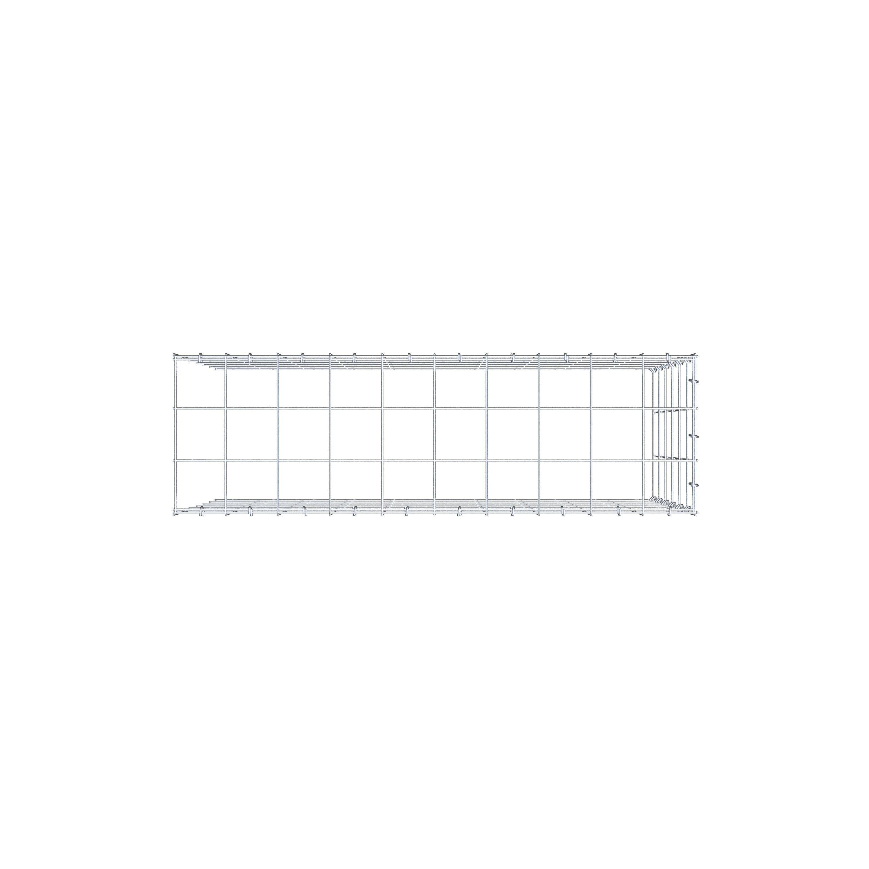 Monteret gabion type 4 100 cm x 60 cm x 30 cm (L x H x D), maskestørrelse 10 cm x 10 cm, C-ring