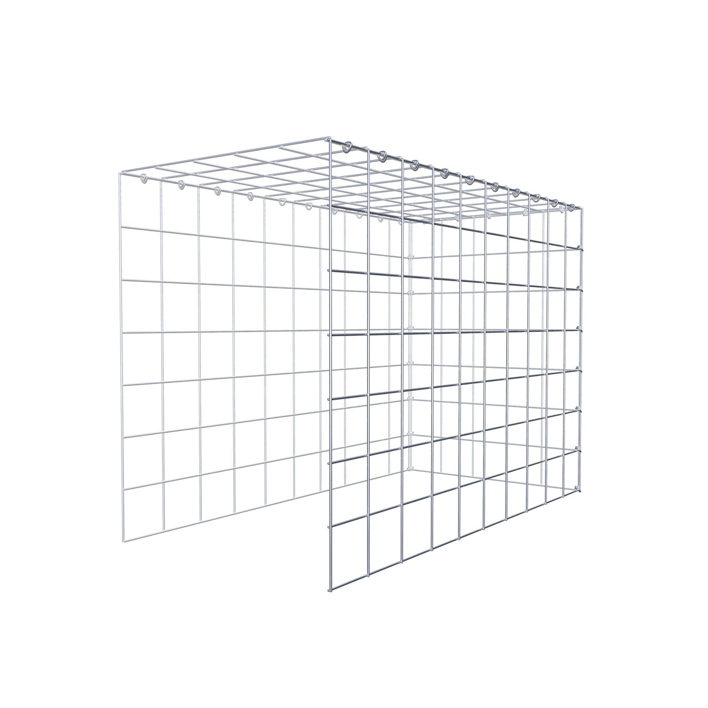 Monteret gabion type 4 100 cm x 70 cm x 50 cm (L x H x D), maskestørrelse 10 cm x 10 cm, C-ring