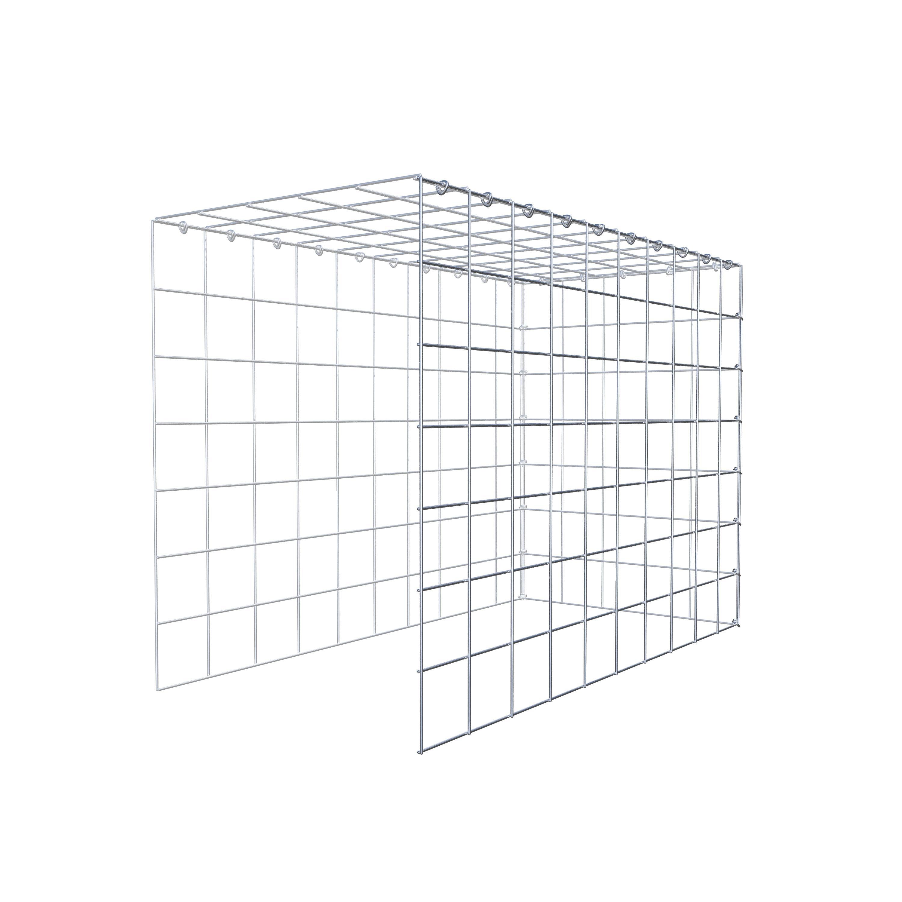 Monteret gabion type 4 100 cm x 70 cm x 50 cm (L x H x D), maskestørrelse 10 cm x 10 cm, C-ring