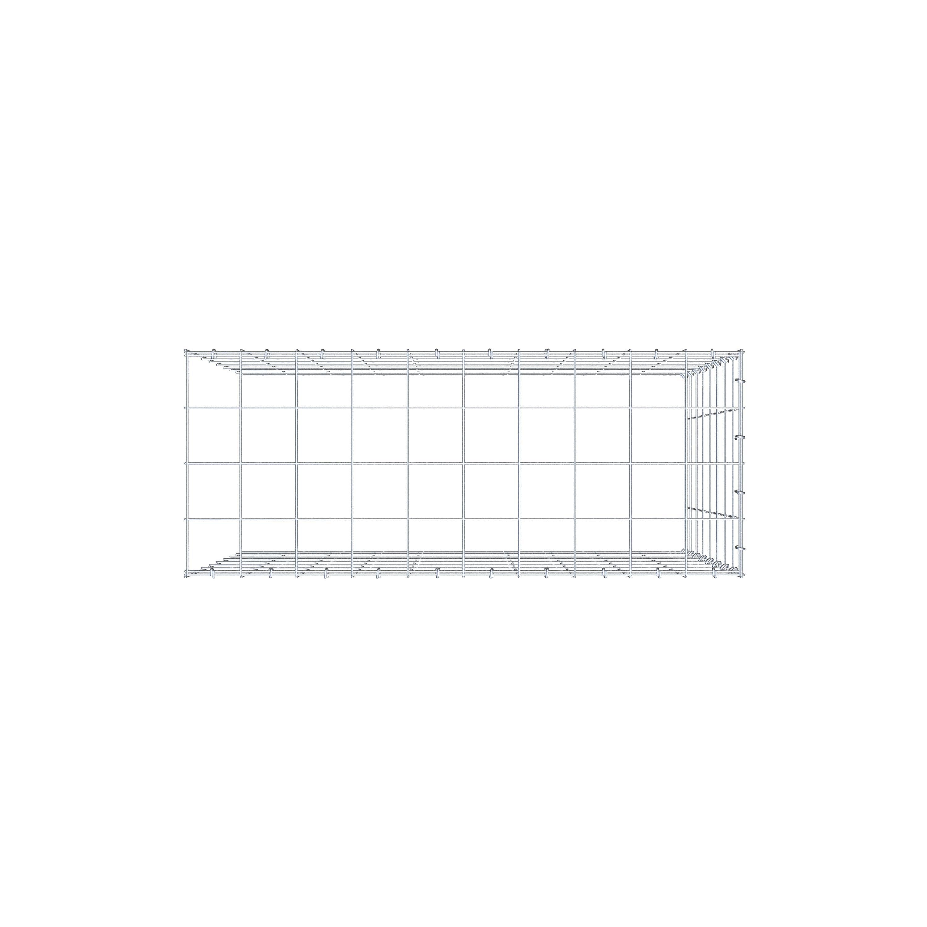 Monteret gabion type 4 100 cm x 80 cm x 40 cm (L x H x D), maskestørrelse 10 cm x 10 cm, C-ring