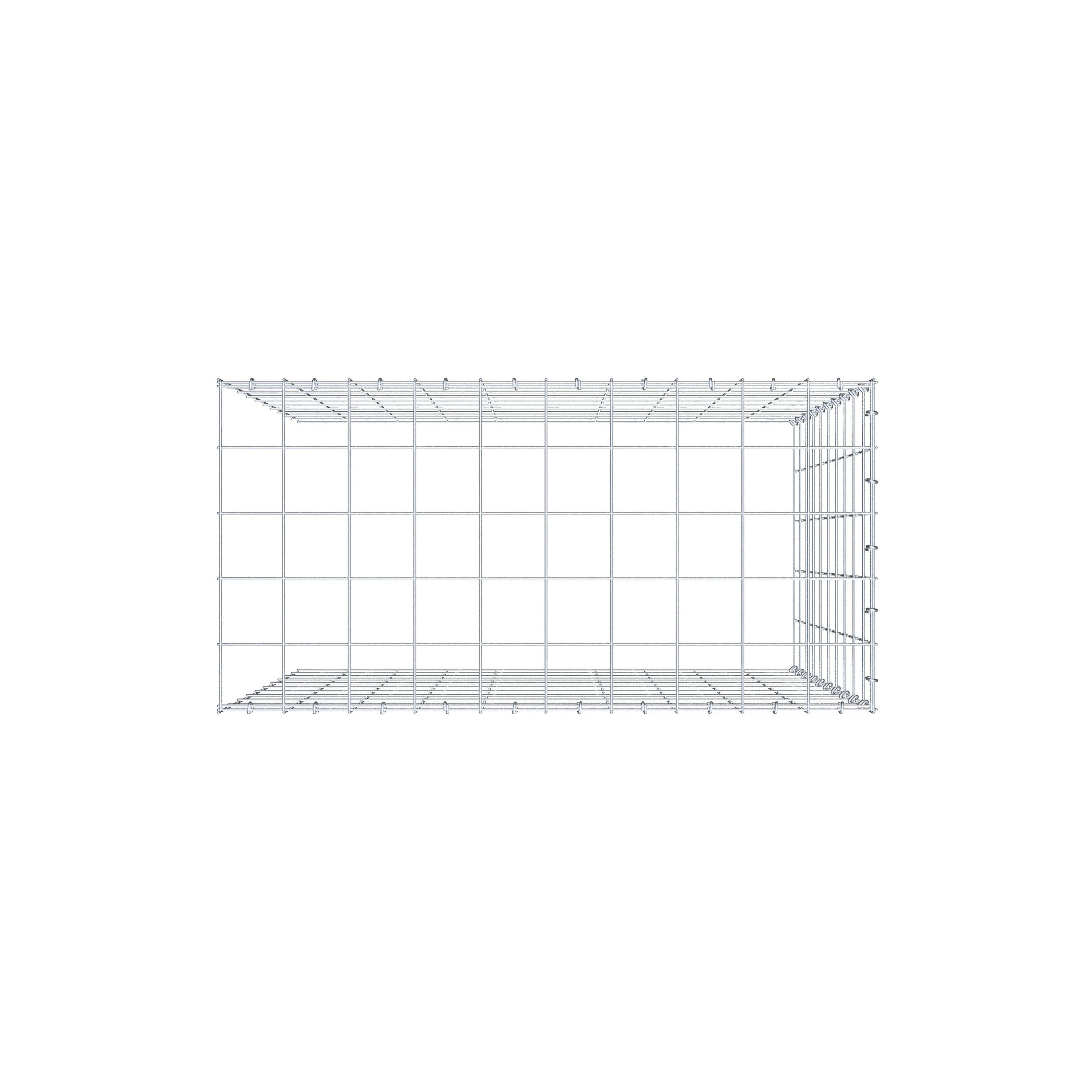 Monteret gabion type 4 100 cm x 100 cm x 50 cm (L x H x D), maskestørrelse 10 cm x 10 cm, C-ring