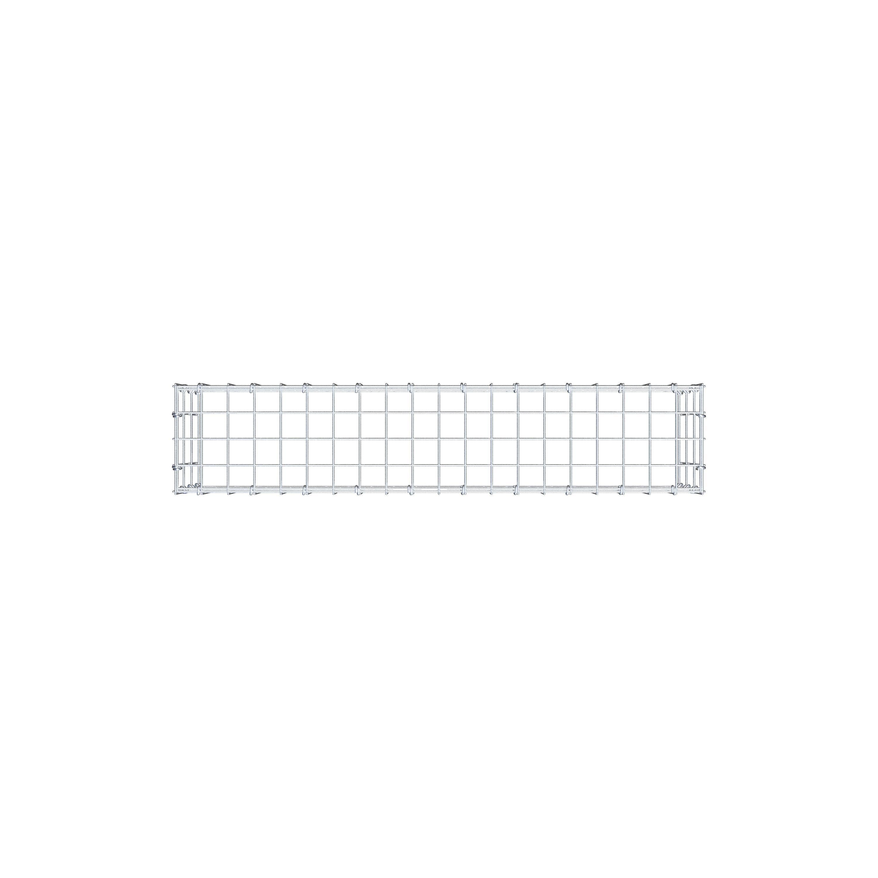 Monteret gabion type 3 100 cm x 30 cm x 20 cm (L x H x D), maskestørrelse 5 cm x 10 cm, C-ring