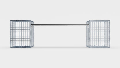 Panchina in gabbioni con 2 gabbioni a spirale, 205 cm di lunghezza x 60 cm di altezza x 40 cm di profondità, zincati, MW 5 x 5 cm, con piano riciclato in antracite