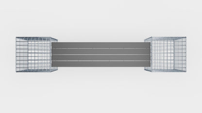 Panchina in gabbioni con 2 gabbioni a spirale, 205 cm di lunghezza x 60 cm di altezza x 40 cm di profondità, zincati, MW 5 x 5 cm, con piano riciclato in antracite