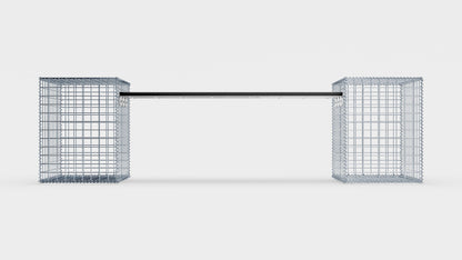 Panchina in gabbioni con 2 gabbioni a spirale, 205 cm di lunghezza x 60 cm di altezza x 40 cm di profondità, zincati, MW 5 x 5 cm, con piano riciclato in antracite