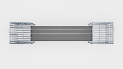 Panchina in gabbioni con 2 gabbioni a spirale, 205 cm di lunghezza x 60 cm di altezza x 40 cm di profondità, zincati, MW 5 x 5 cm, con piano riciclato in antracite