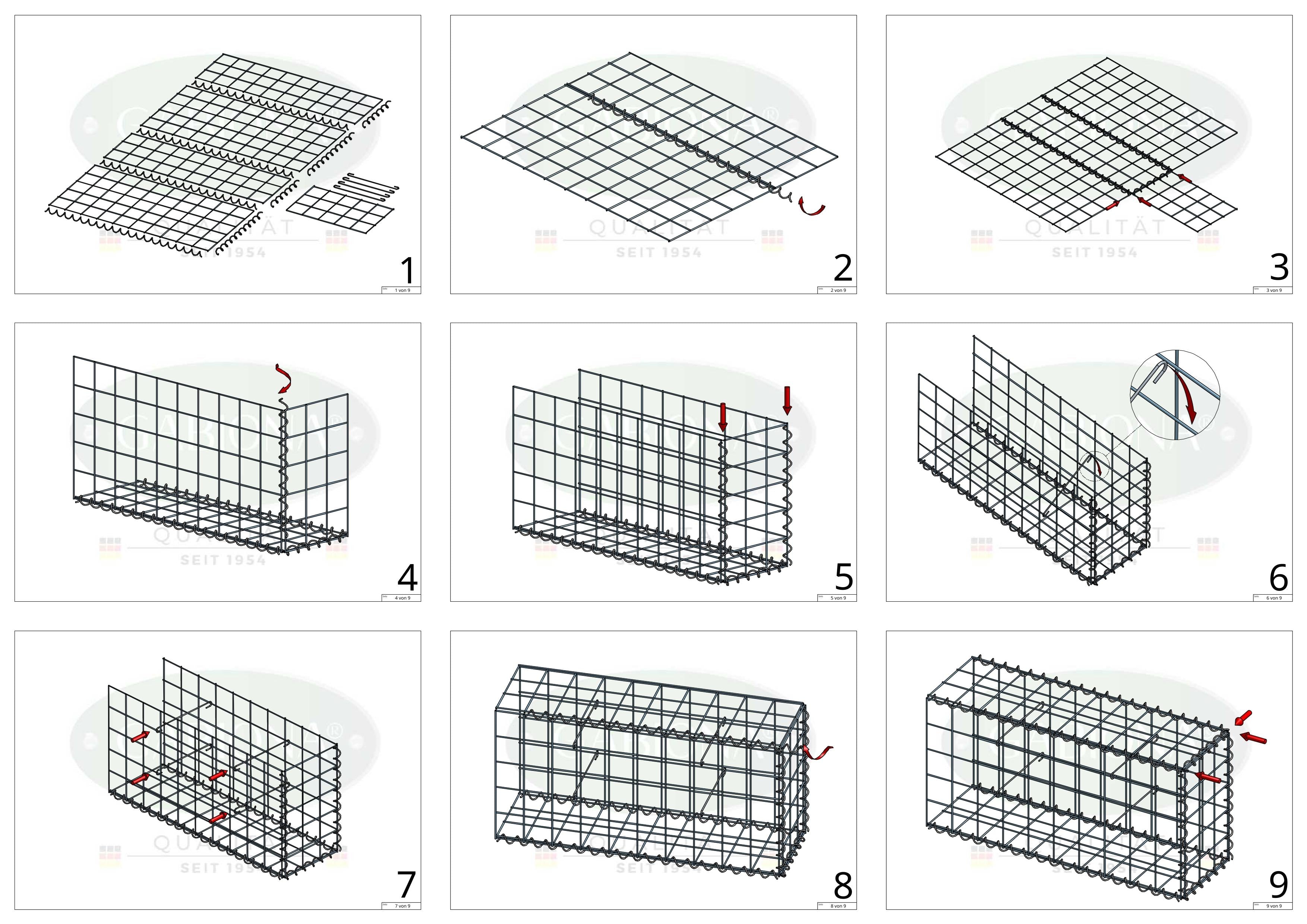Anbaugabione Typ 2 100 cm x 40 cm x 20 cm (L x H x T), Maschenweite 10 cm x 10 cm, Spirale