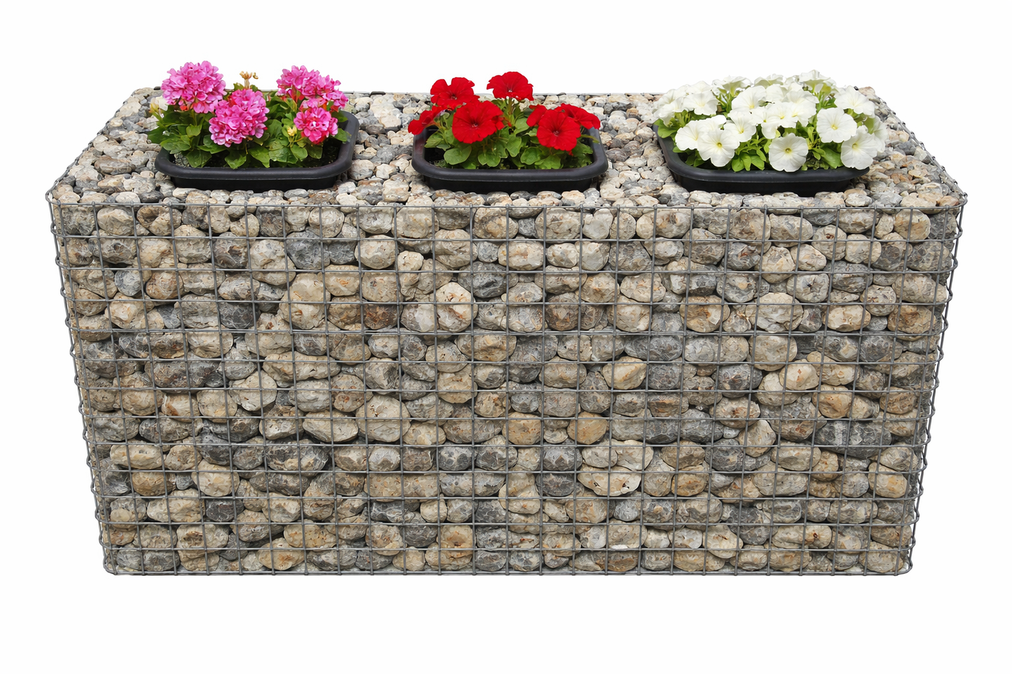 Bloemenzuil 3, hoogte 62 cm basis 127 x 52 cm MW 5 x 5 cm, thermisch verzinkt incl. pot