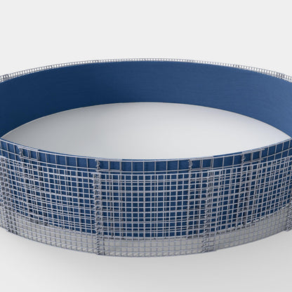 Lit surélevé rond, diamètre extérieur 502 cm, hauteur 50 cm, mailles 5 x 5 cm, épaisseur des parois 15 cm