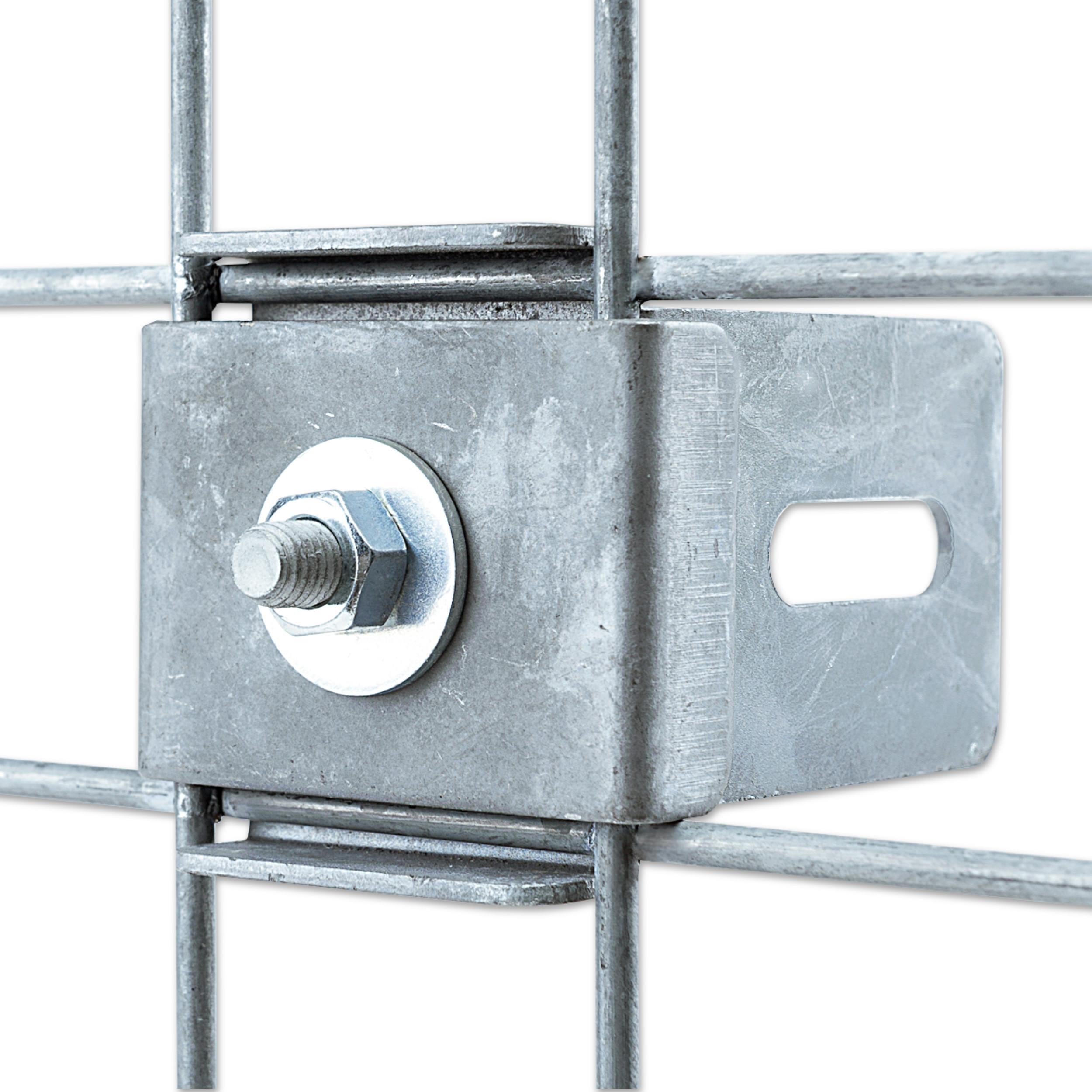 Abrazadera con soporte para valla Ancho de malla 5 cm x 5 cm, galvanizada