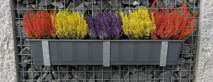 Support pour caissettes à fleurs galvanisé en set de 3 avec pot de fleurs, pour gabions MW 5 x 5