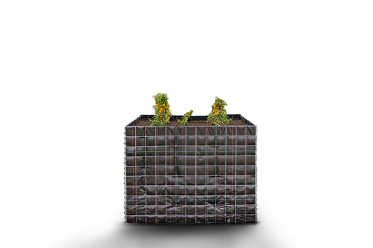 Lit surélevé carré sans zone de pierres - Longueur : 130 cm - Hauteur : 100 cm - Profondeur : 80 cm - Mailles : 10 x 10 cm