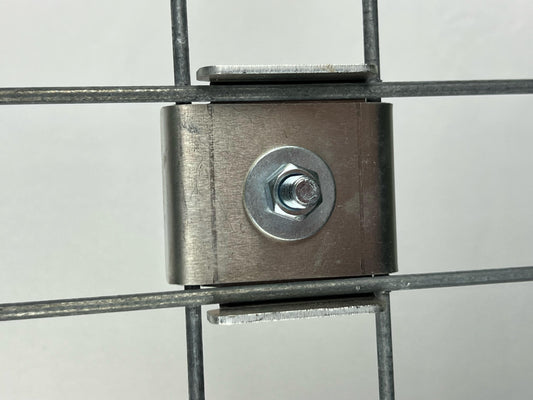 Set van 2 KLEM met HEKKERHOUDER 5 x 5 Schanskorfhouder, aluminium