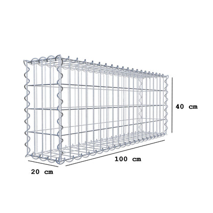 Lot de 2 gabions 100 cm x 40 cm x 20 cm (L x H x P), mailles 5 x 10 cm, spirale