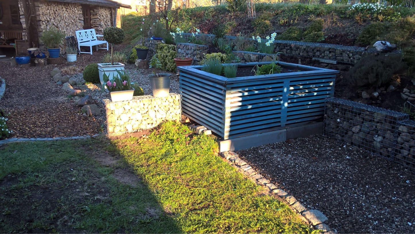 Sæt med 2 gabioner 100 cm x 50 cm x 20 cm (L x H x D), maskestørrelse 5 x 5 cm, spiralformet