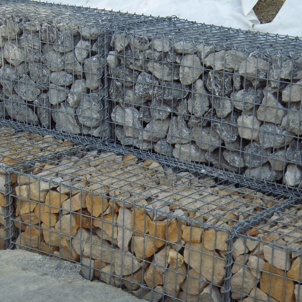 Lot de 2 gabions 100 cm x 50 cm x 50 cm (L x H x P), mailles 5 x 10 cm, spirale