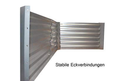 Letto rialzato in lamiera zincata con piano - Dimensioni senza piano: 184 x 60 x 90 cm (L x H x P, dimensioni della pianta)