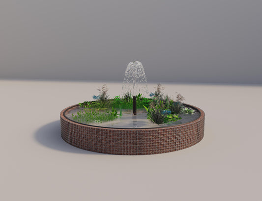 Gabion bassin surélevé rond, diamètre extérieur 352 cm, hauteur 50 cm, mailles 5 x 5 cm, épaisseur de paroi 15 cm