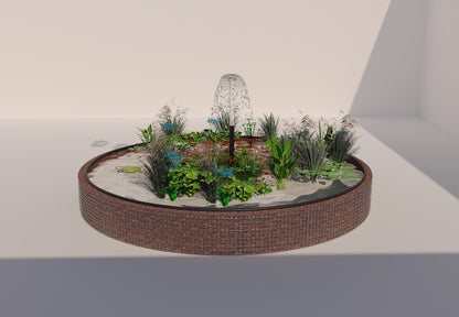 Gabion-dam, rund, ydre diameter 442 cm, højde 50 cm, maskestørrelse 5 x 5 cm, vægtykkelse 15 cm