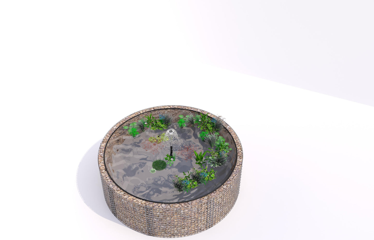 Gabion raised pond, round, outer diameter 262 cm, height 80 cm, mesh size 5 x 5 cm, wall thickness 15 cm