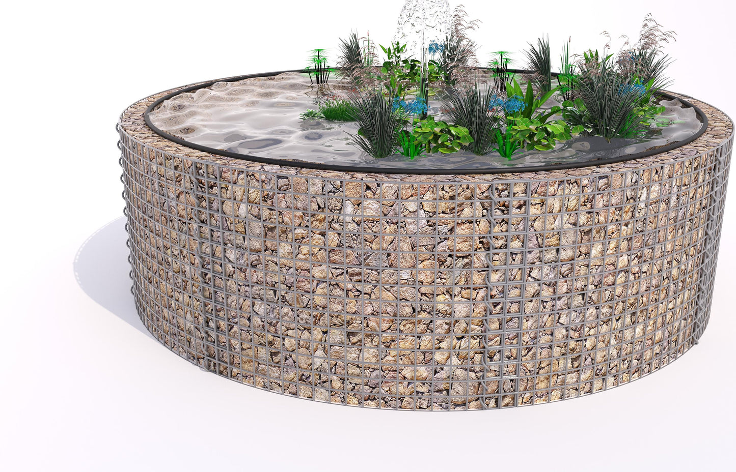 Gabion raised pond, round, outer diameter 262 cm, height 80 cm, mesh size 5 x 5 cm, wall thickness 15 cm