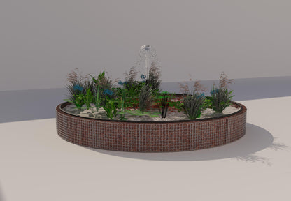 Gabion-dam, rund, ydre diameter 442 cm, højde 50 cm, maskestørrelse 5 x 5 cm, vægtykkelse 15 cm