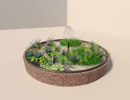 Gabion raised pond round, outer diameter 472 cm, height 50 cm, mesh size 5 x 5 cm, wall thickness 15 cm