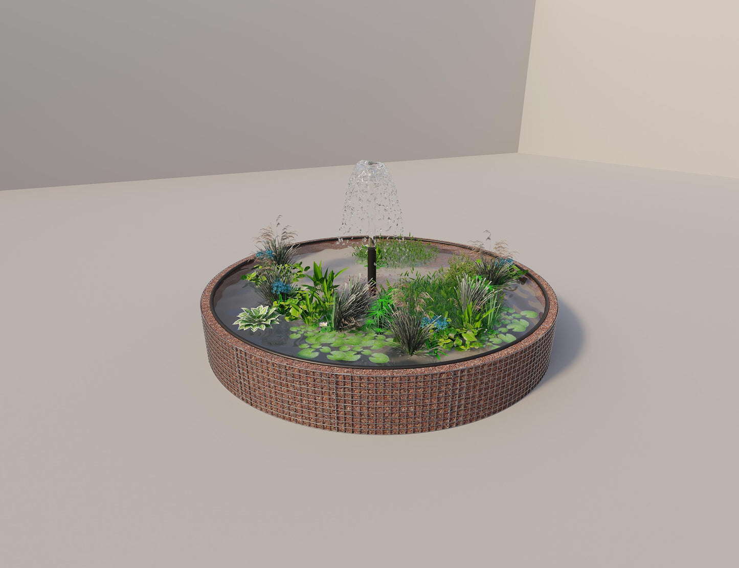 Gabion bassin surélevé rond, diamètre extérieur 352 cm, hauteur 50 cm, mailles 5 x 5 cm, épaisseur de paroi 15 cm