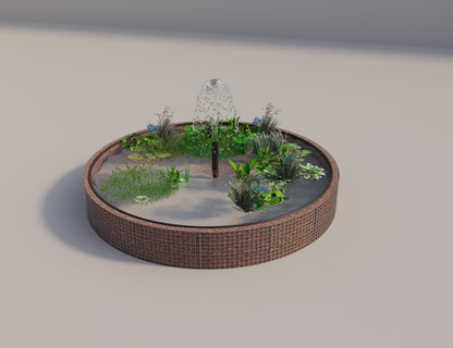 Gabion bassin surélevé rond, diamètre extérieur 352 cm, hauteur 50 cm, mailles 5 x 5 cm, épaisseur de paroi 15 cm