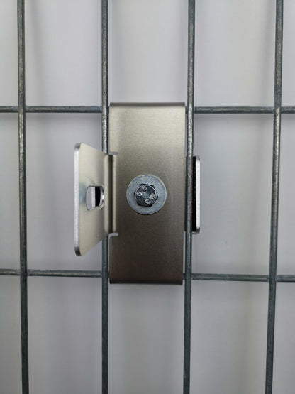 Clamp with fence holder mesh size 5 x 10 cm, aluminum