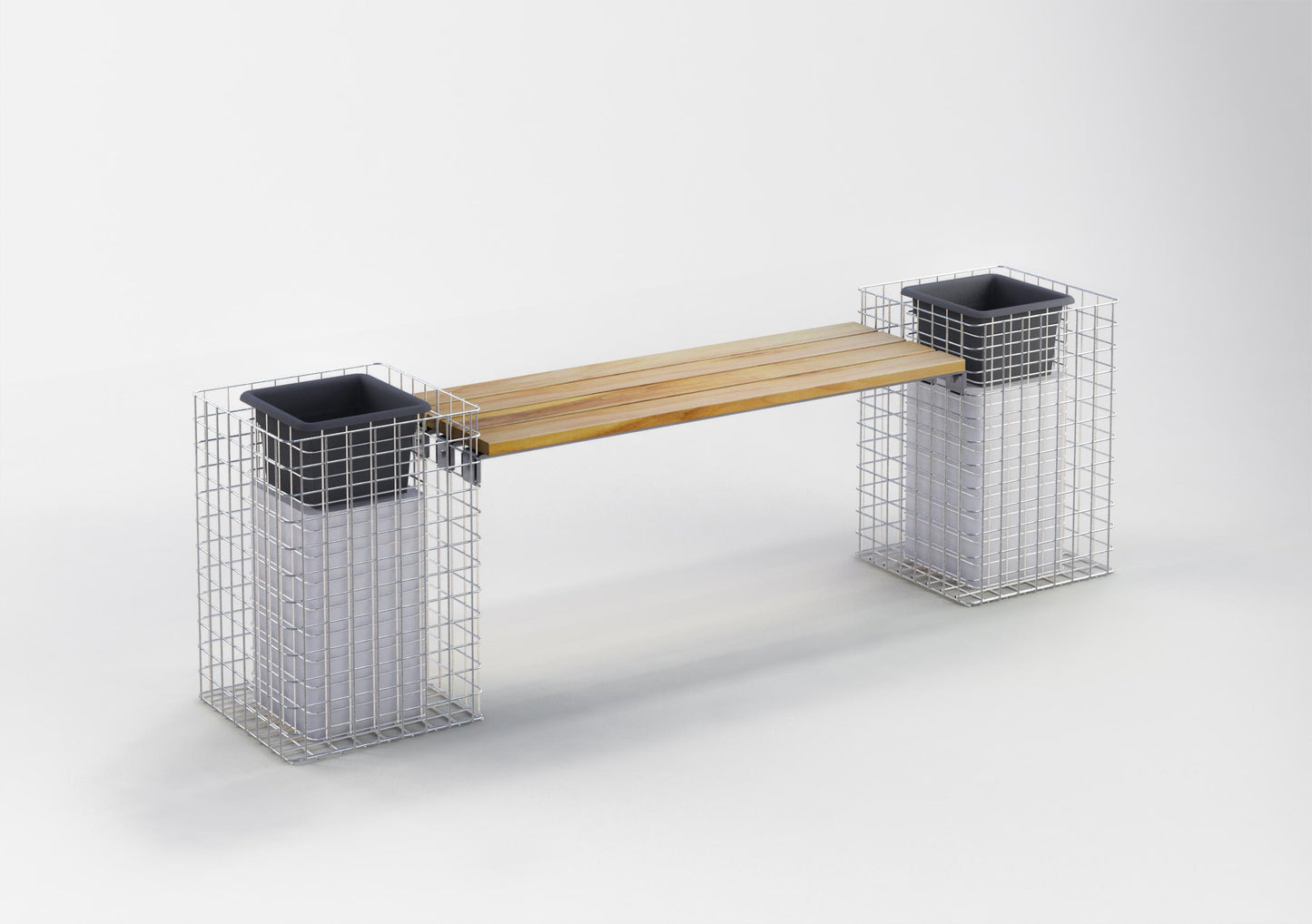 Banco de jardín 2 columnas para flores TEAK MW 5 x 5 cm, galvanizado en caliente