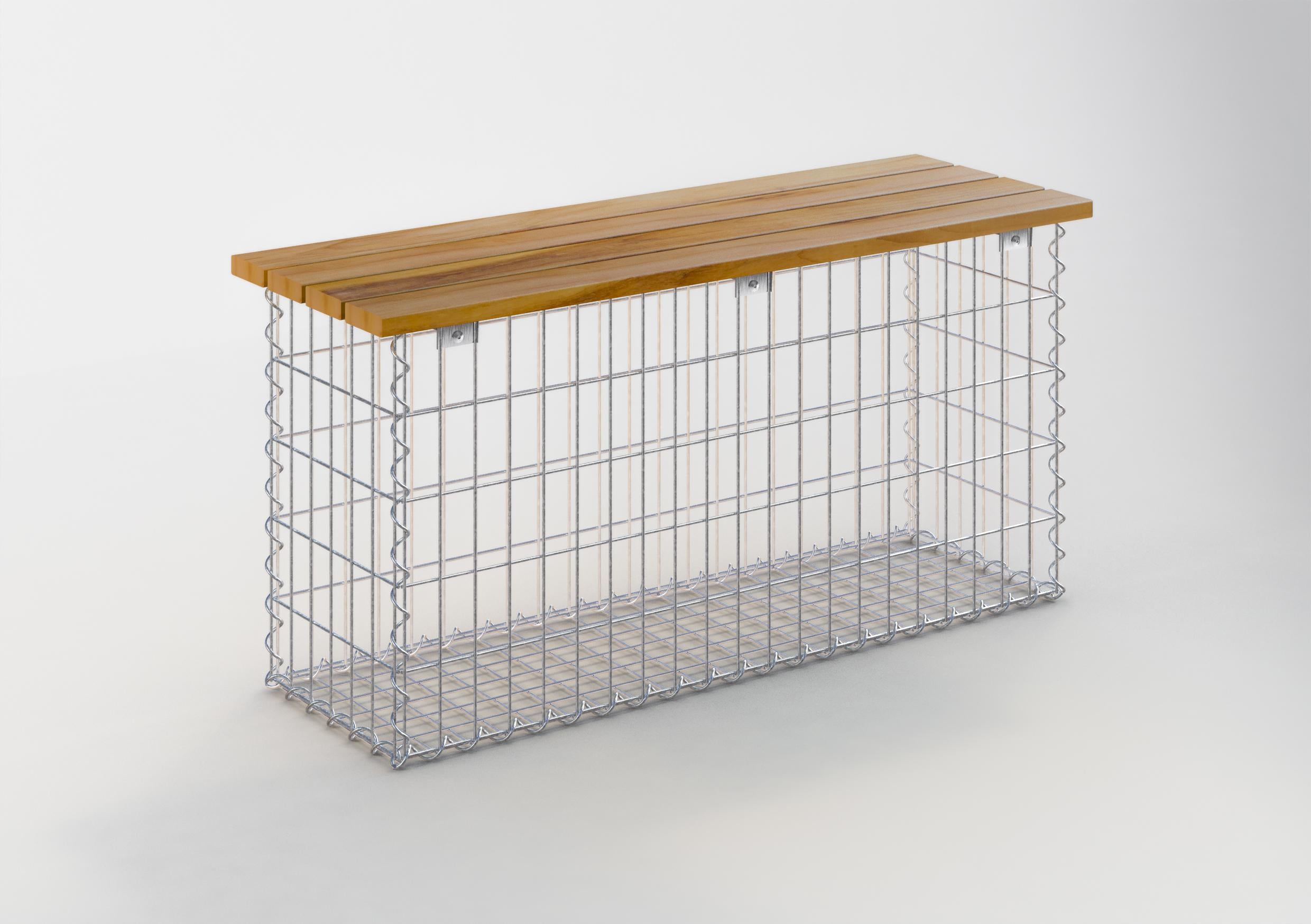 Tuinbank spiraal schanskorf 105 x 50 x 30 cm - 3 TEAK MW 5 x 10 cm
