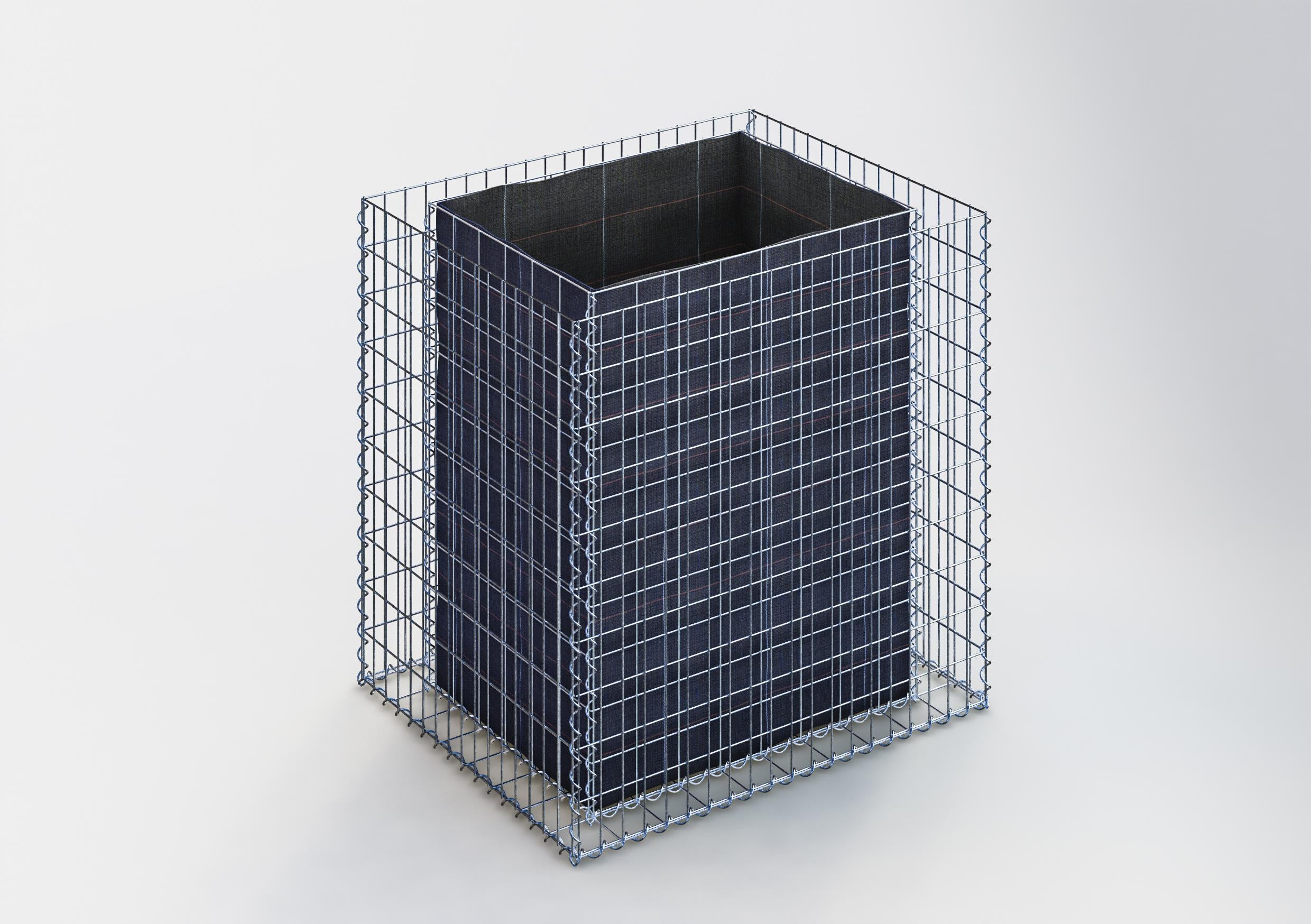 Rektangulär upphöjd säng 100 cm x 100 cm x 80 cm (L x H x D), maskstorlek 5 x 10 cm, väggtjocklek 10 cm