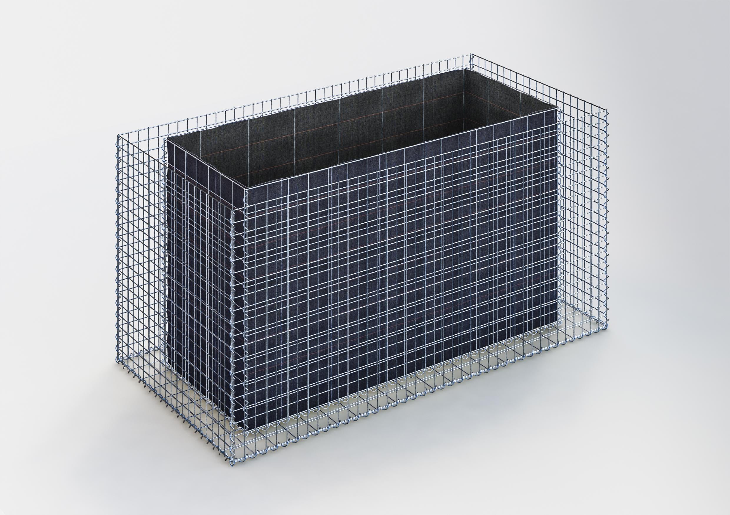 Rektangulär upphöjd säng 200 cm x 100 cm x 100 cm (L x H x D), maskstorlek 5 x 5 cm, väggtjocklek 15 cm