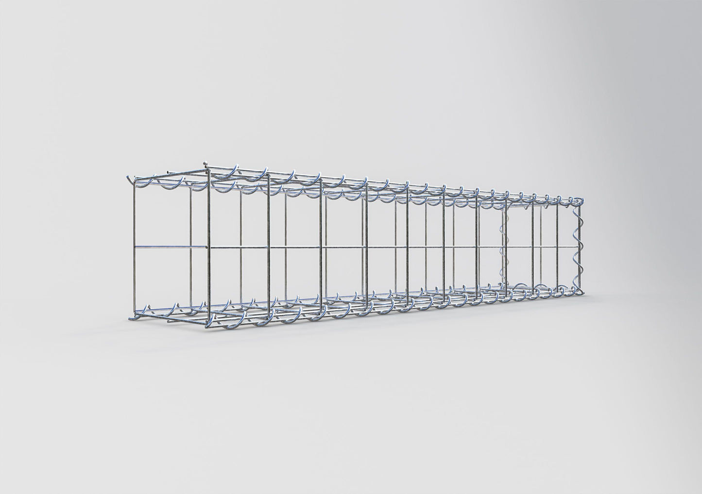 Gabion rapporté type 2 100 cm x 20 cm x 20 cm (L x H x P), mailles 10 cm x 10 cm, spirale